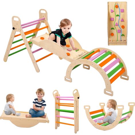 Juguete para trepar, madera resistente, tamaño grande, recomendado para niños de 1 a 3 años, soporta hasta 100 kg, diseño seguro con bordes lisos. (1/5)
