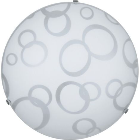 Deckenlampe aus weißem Glas verziert mit transparenten Haken Ø 30 cm
