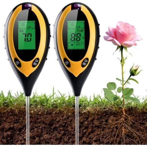 Testeur numérique de pH du sol, pH/eau/lumière du soleil/thermomètre pour plantes d'intérieur/extérieur (1/5)
