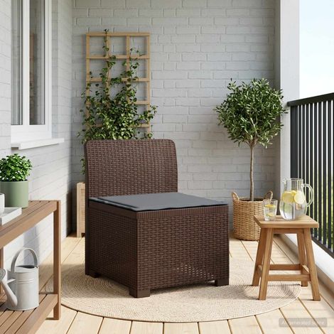 Canapé de Jardin 1 Place en Polypropylène Aspect Rotin Marron avec Coussin Gris - PANGIVO (1/5)