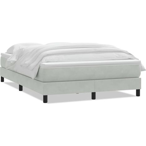 Maison Exclusive - Giroletto a Molle con Materasso Grigio Chiaro 160x210cm Velluto (1/5)