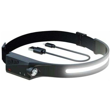 QORVA-Lampe frontale à LED, lampes frontales rechargeables avec éclairage à induction, nouvelle mise à niveau, résistante à la chaleur et à la transpiration, 350 lumens, résistante aux intempéries, (1/4)