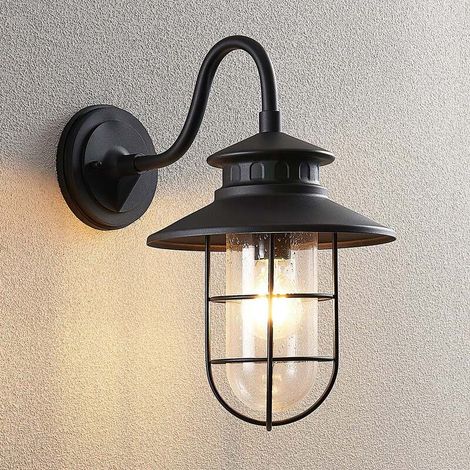 [GEBRAUCHT] B-Ware Lindby Außenwandleuchte Kyan LED Wandleuchte Gartenlampe dimmbar schwarz 40 cm (1/2)