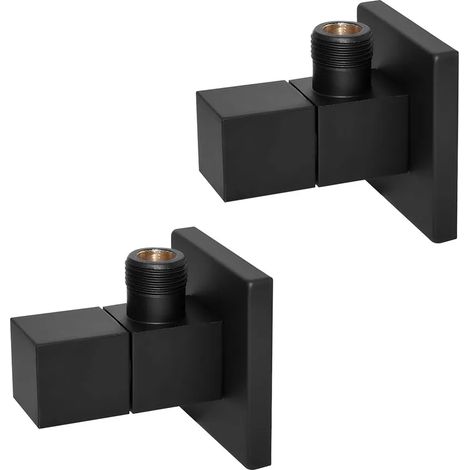 Coppia valvole da arresto quadrate nero opaco attacchi 1/2G x 3/8G (1/3)