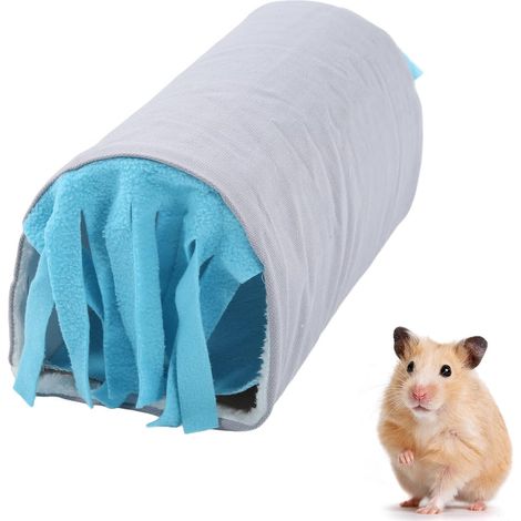 Small Animal Tassel Tunnel Nest Safe Removable Hiding Tube House for Hamster Guinea Pig Rabbit (Blue) (1/5)