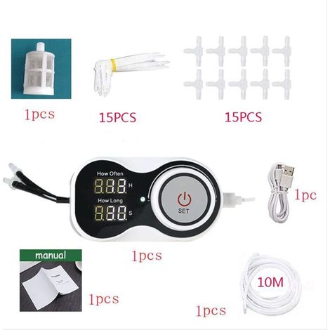 Kit di autoirrigazione per interni, kit di irrigazione a goccia automatica per un massimo di 15 piante, kit di irrigazione a goccia per piante da interno, kit di irrigazione automatica con