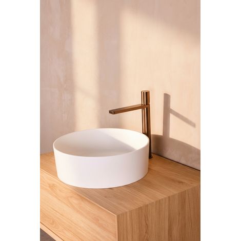 Mitigeur de lavabo en inox MILTON modèle haut cartouche céramique Ø25 BASS cuivre brossé