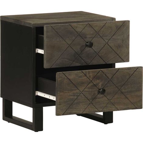Maison Exclusive - Comodino Nero 40x33x46 cm in Legno Massello di Mango (1/5)