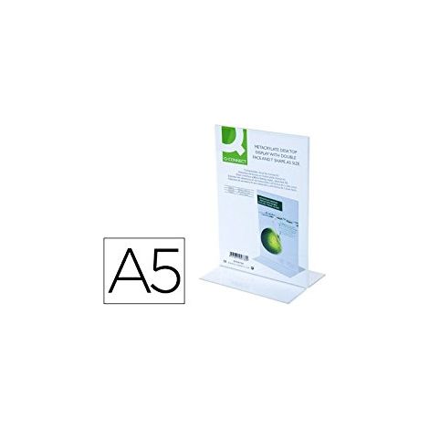 Tischaufsteller q-connect conconconform de t methacrylate size a5 a dos faces