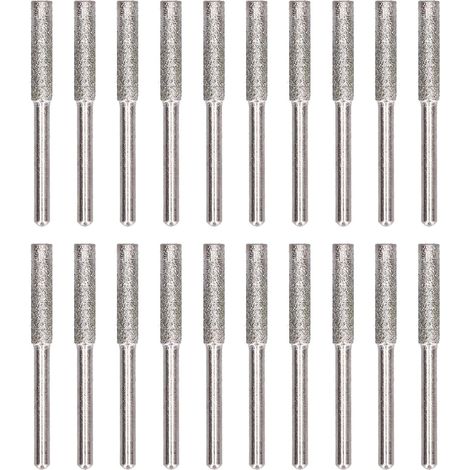 20 Pièces - Lime à Chaîne - Affûteur de Tronçonneuse - Pierre Émeri Diamantée pour Métal - Entretien Lame Bois Jardin - Gris - 4,0mm x 4,8mm x 5,5mm (1/5)