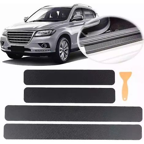 Protections de seuil de porte de voiture en fibre de carbone, protections de bord de porte auto-adhésives anti-rayures, autocollants de protection d'entrée de porte, 8 pièces (1/5)