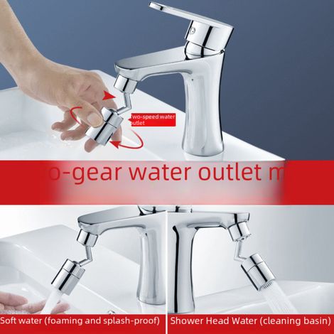 Robinet aérateur universel anti-éclaboussures à extension 720 degrés pour lavabo, bec d'eau rotatif (1/2)