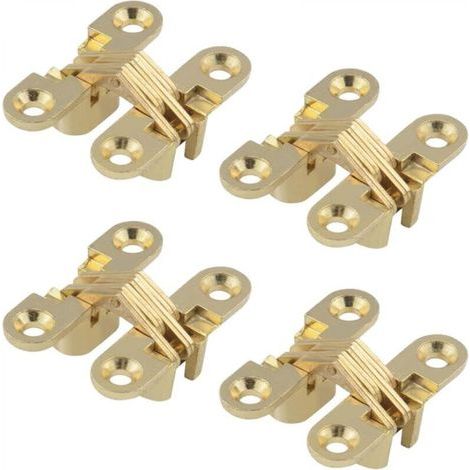 Charnière Cachée, Croix Charnières,Charnières Croisées Invisibles pour Porte Pliante à 180 Degrés, pour Meubles, 4 Pack (1/4)