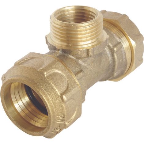 Raccord laiton Té Mâle 3/4" au centre Serrage Extérieur pour tube PE Ø25 mm (1/2)