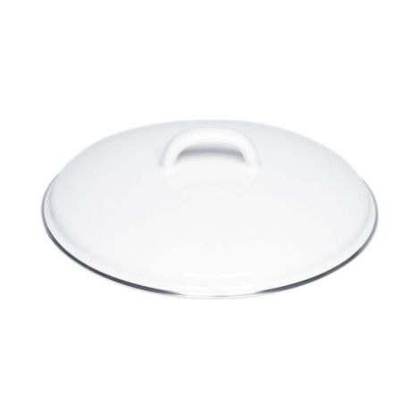 Riess Deckel mit Chromrand Ø14cm Weiss Emaille