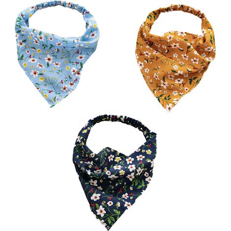 1 Foulard élastique, motif floral, tissu coton doux, accessoire cheveux triangle, usage quotidien fête plage (1/5)
