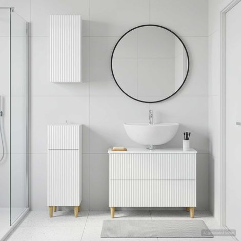 vidaXL 3 Piece Bathroom Cabinet Set ARNHEM High Gloss White (1/5)