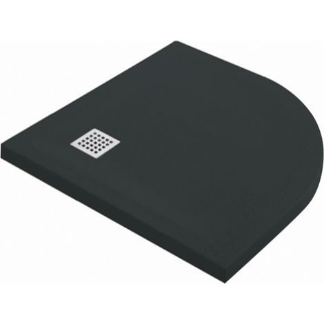 Piatto doccia mineral marmo resina curvo antiscivolo h3,5 cm misure l80 x p80 x h3,5 cm - tinta antracite - confezione 1 (1/2)