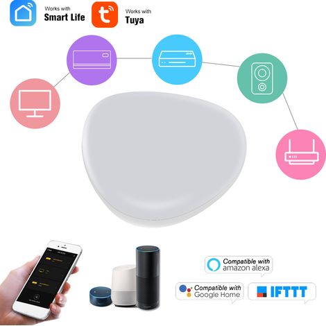 Hub de contrôle infrarouge WiFi-IR : télécommande universelle infrarouge compatible Wi-Fi (2,4 GHz) pour climatiseur, décodeur TV et application Tuya Smart Life. Compatible avec la commande vocale Ale (1/3)