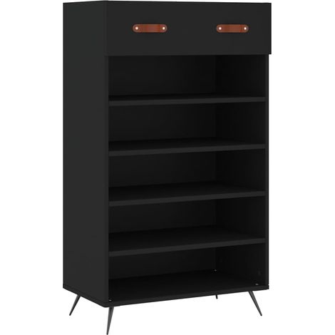 vidaXL Scarpiera Nera 60x35x105 cm in Legno Multistrato (1/5)