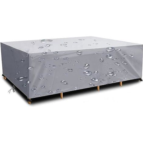 Housse de salon de jardin 210 x 110 x 70 cm - Tissu Oxford 420D imperméable - Argent, corde et boucle (1/5)