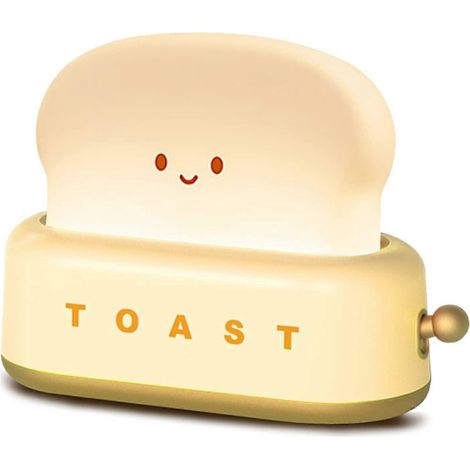 Filiyano-Veilleuse Toast, veilleuse mignonne, rechargeable par USB avec minuterie, veilleuse pour chambre de bébé fille, cadeau de décoration (jaune) (1/5)