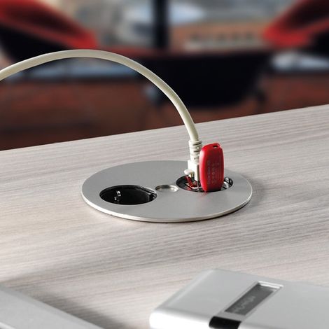 Twist Redondo 1 Enchufe + USB Doble Acero Inox (1/5)