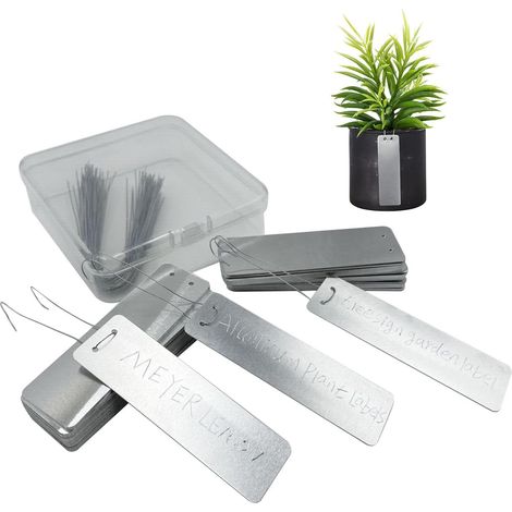 Étiquettes métalliques pour plantes d'extérieur, étiquettes de jardinage inscriptibles en métal, étiquettes de jardin double face, 8,2 x 2,5 x 0,5 cm, étiquettes de jardin en aluminium de qualité pour (1/4)