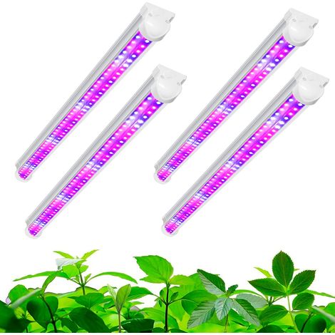 2FT Lampe Horticole Led(équivalent 300W HPS), 4 Pack T8 Lampe pour Plantes Intérieur, avec Fonction Daisy Chain, 384 LEDs Spectre Complet Lampe de Croissance pour Plantes(460nm/660nm/6000K)