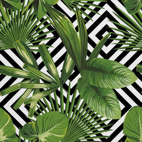 Tissu d'ameublement extérieur Oxford - Motif Feuilles de Jungle I DX415 (1/5)