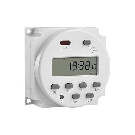 Relais de minuterie hebdomadaire numérique LCD mini 12 V avec interrupteur d'alimentation et couvercle étanche (blanc) (1/5)