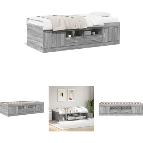The Living Store Tagesbett mit Schubladen Grau Sonoma 90x190 cm Holzwerkstoff - Betten & Bettgestelle (1/5)
