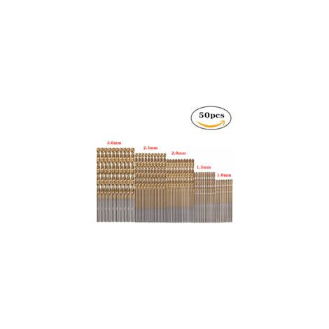Set di 50 mini punte elicoidali in acciaio rapido con rivestimento in titanio per la lavorazione del legno 1/1,5/2/2,5/3 mm - Crezuo