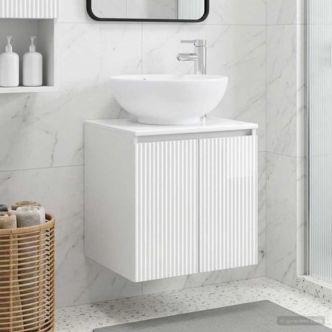 vidaXL Mobile Lavabo da Parete Bianco Lucido 49,5 x 44,5 x 65 cm