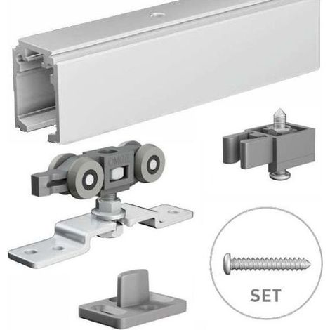 Kit de rail pour porte coulissante 155 cm – Aluminium anodisé – Capacité 60 kg – Pour portes de 71 à 90 cm – Omge