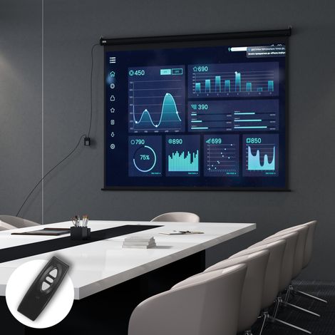 120-Zoll-Leinwand (4:3), verstellbar, mit Fernbedienung, kompakt, motorisiert, Wand- oder Deckenmontage, 244 x 183 cm, Schwarz