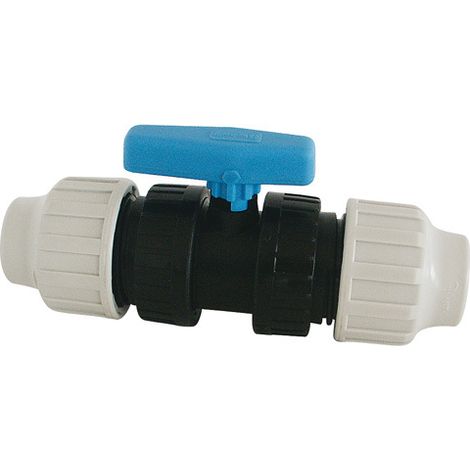 Raccord vanne à sphère Femelle/Femelle – Tube PE/PEHD Ø25 – Pression 6 bar – Température 60°C – Normes ISO 3458/3459/3503/3501