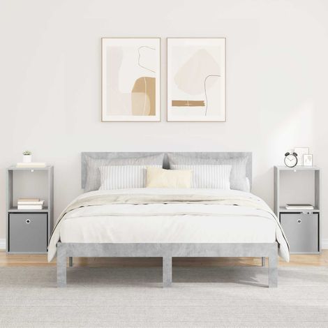 Mesita de Noche con cajón 2 pcs Gris Concreto 35 x 32 x 68,5 cm