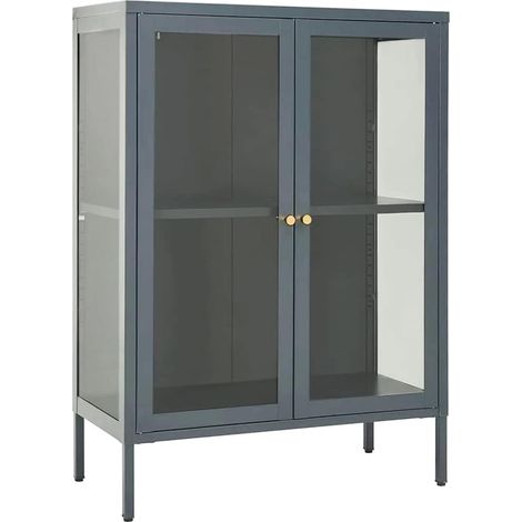 Maison Exclusive - Credenza Antracite 75x35x105 cm in Acciaio e Vetro (1/5)