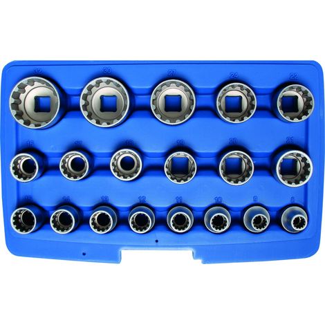 Set di 19 bussole a dodici punte 8-32 mm (custodia) (10)