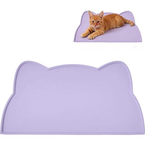 Set de Table Forme Chat - Silicone - Imperméable et Antidérapant - 1 Pièce - Gris (1/5)