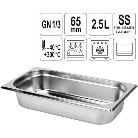 Gastronormbehälter 2,5 l - GN1/3, H65 mm - Edelstahl - YG-00272 (1/5)