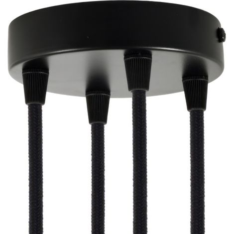 creative cables - Kit rosone cilindrico in Metallo a 4 Fori - Conico, Nero