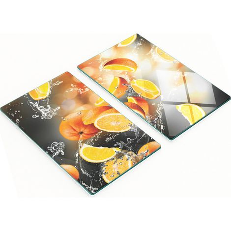 Küchenschneidebretter aus Glas mit Orangenwasser-Motiv, 2 x 30 x 52 cm (1/5)