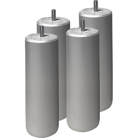 Altobuy – Jeu de 4 pieds 20 cm en hêtre massif gris argent – Finition laquée – Compatible sommiers tapissiers AltoBox, AltoFlex, AltoDéco