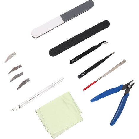 Kit d'outils de modélisme 8 pièces : pinces à épiler en acier inoxydable, ensemble d'outils de réparation et de fixation pour le modélisme et le bricolage. (1/5)
