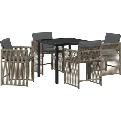 Garden Dining Set 5 pcs Grey Poly Rattan vidaXL (1/5)