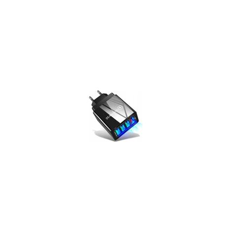 Schnellladegerät mit 4x USB QC 3.0 + Kabel – Schwarz
