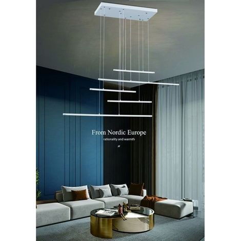 TrAdE Shop Traesio - Lampadario A Sospensione 38w A Led Design Minimal 3 Colorazione Di Luce Lp-43-3c - Bianco (1/5)