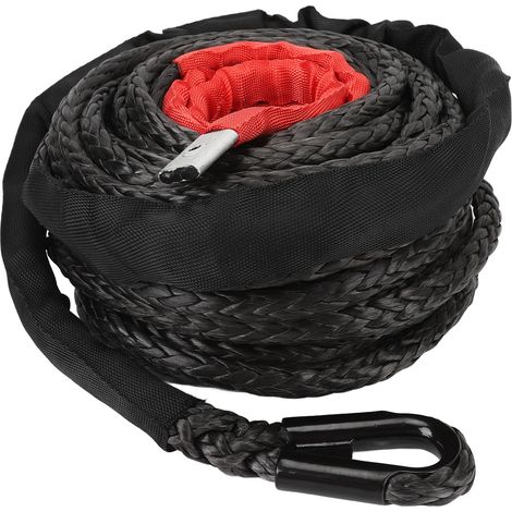 aqxreight 7.5T Synthétique Treuil Corde, Haute Résistance PE, 9.5mm X Câble pour 4WD Off Road Véhicule ATV UTV SUV, Usure, Manchon De Protection Conception, Capacité.
